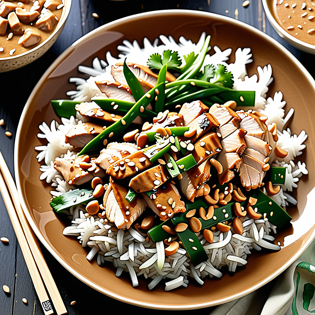 ginger chicken with sesame peanut sauce