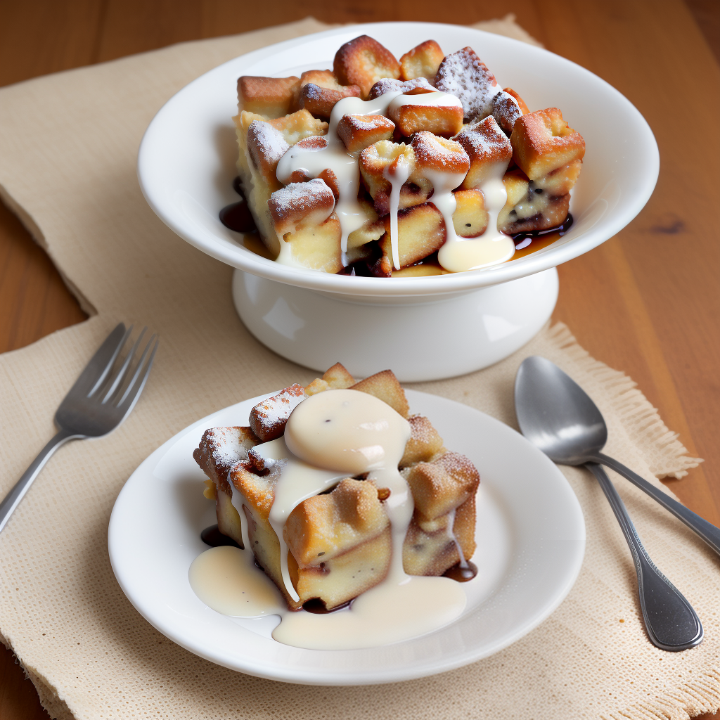 bread pudding with vanilla sauce