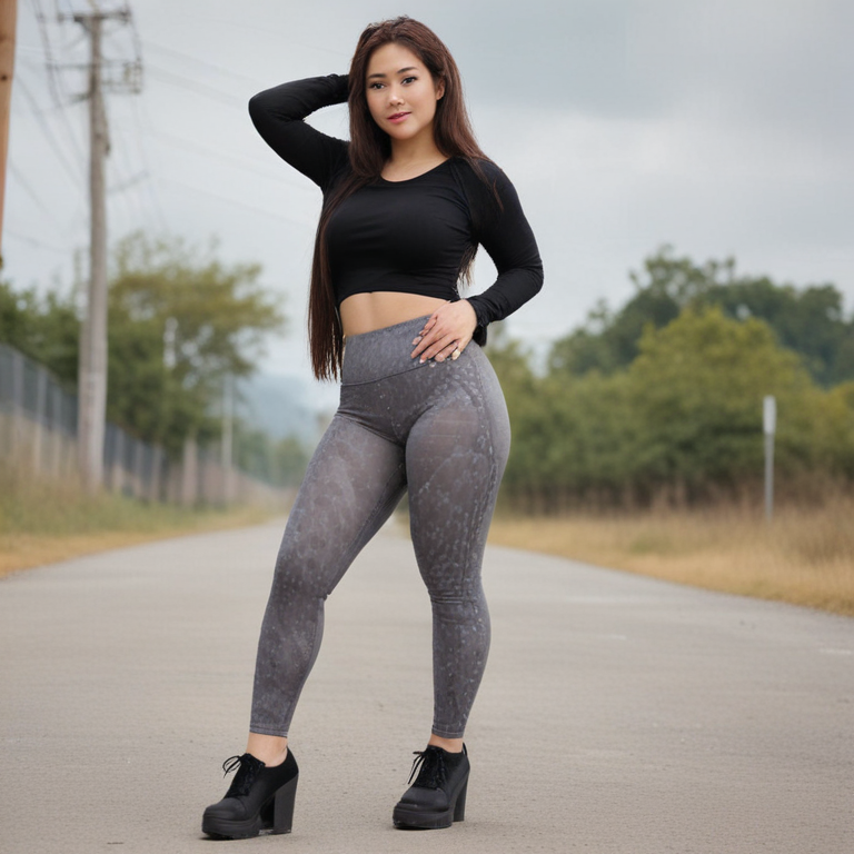 Curvy Asian With Leggins 