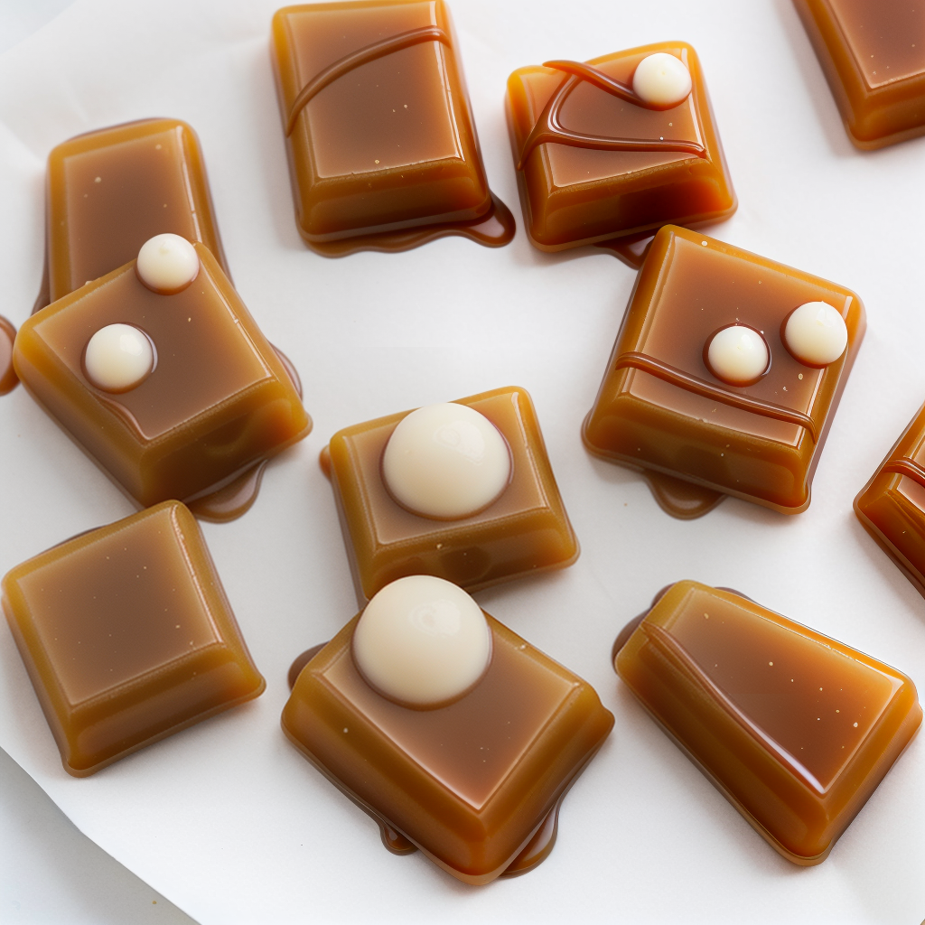caramel candy with white center