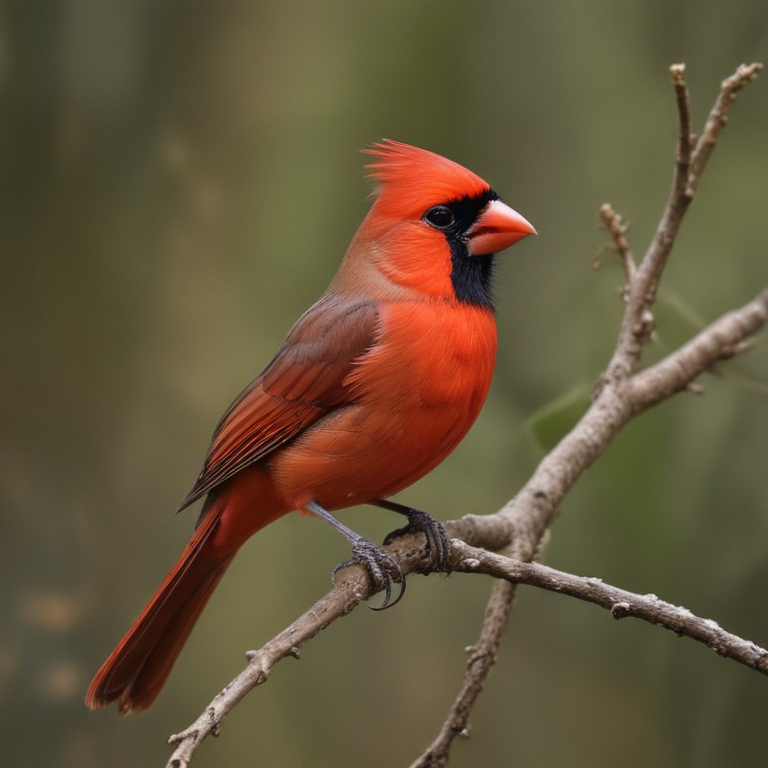 A Vibrant Red Cardinal Perched Gracefully on a Branch in Nature.