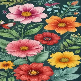 color drawings of flowers