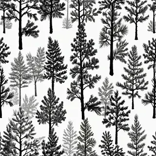 black and white pine tree clipart