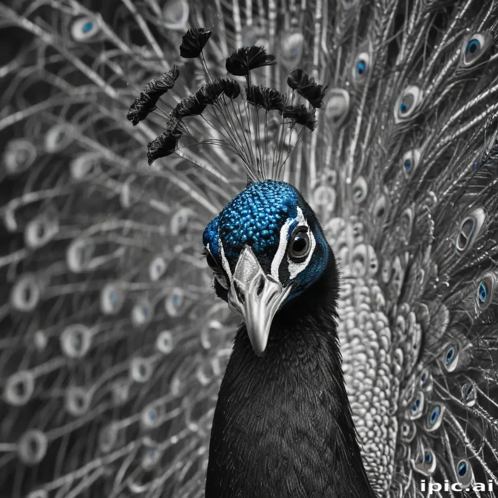 peacock black and white