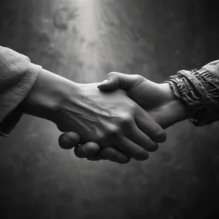 handshake black and white