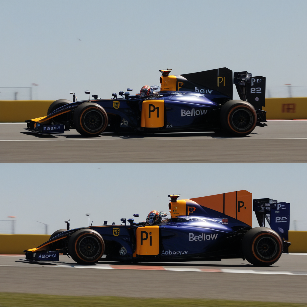p1 above p2 below