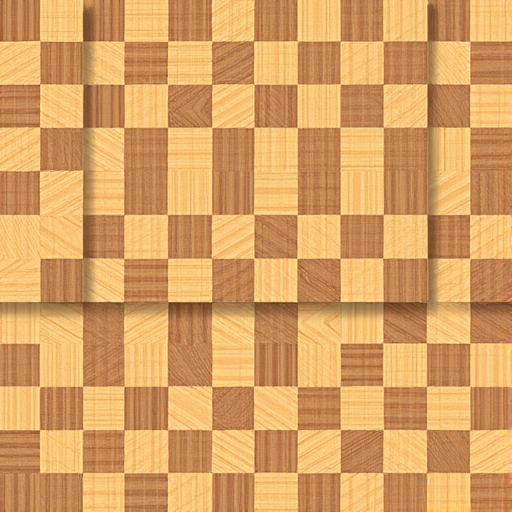 Create a high-resolution image of a seamless checkerboard pattern with alternating light brown and dark brown squares, 50mm lens, f/8 aperture, ISO 100, shot from a straight-on perspective using a DSLR camera.