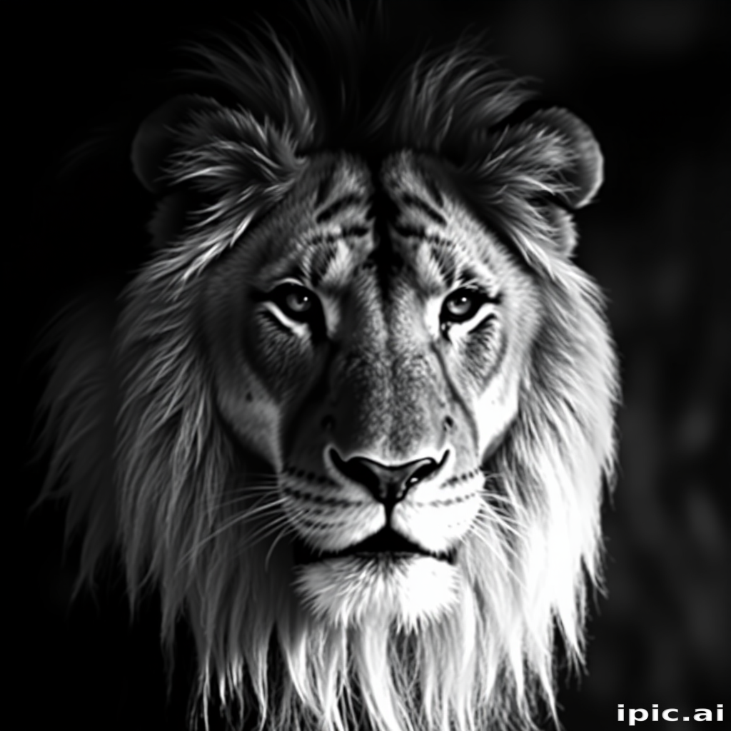 lion black and white
