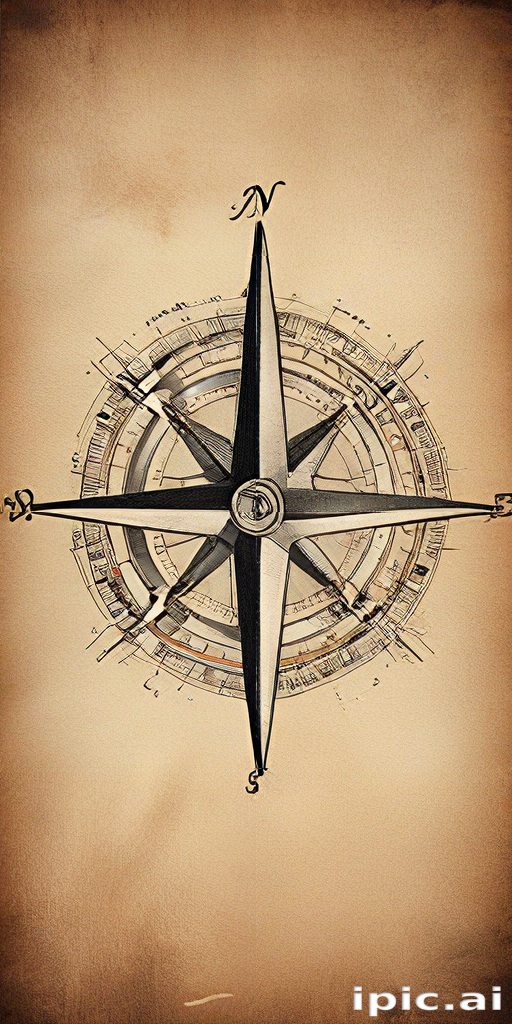 Intricate Vintage Compass Design with Detailed Nautical Elements and ...