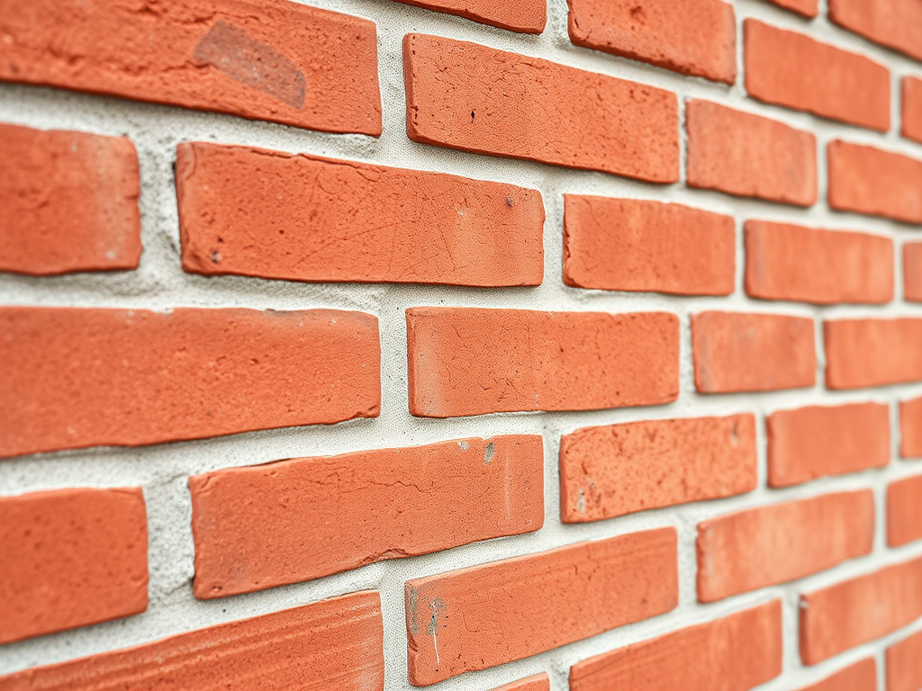 A high-resolution close-up image of a red brick wall texture, captured with a DSLR camera at f/8 aperture, ISO 100, and a shutter speed of 1/125s, using a macro lens to enhance detail and clarity.