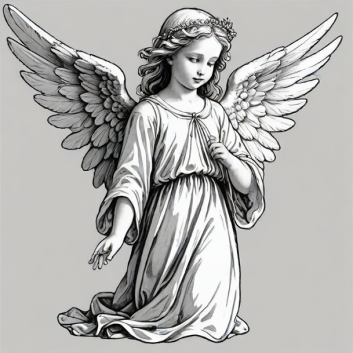 angel clip art black and white