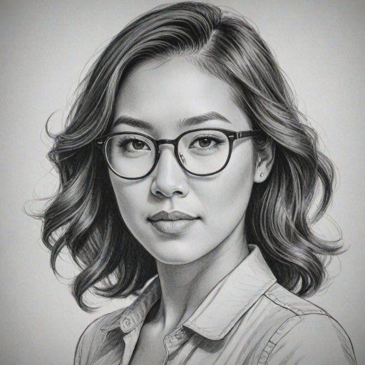 Resplendent Ally Maki, pencil sketch, portrait of Beauteous woman 1938s in glasses, hair style beatnik, outline, clear lines, fine lines, 8k