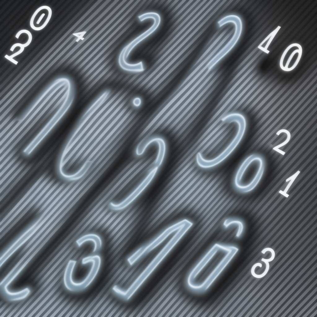 Abstract Composition Featuring Glowing Numbers on a Striped Background ...