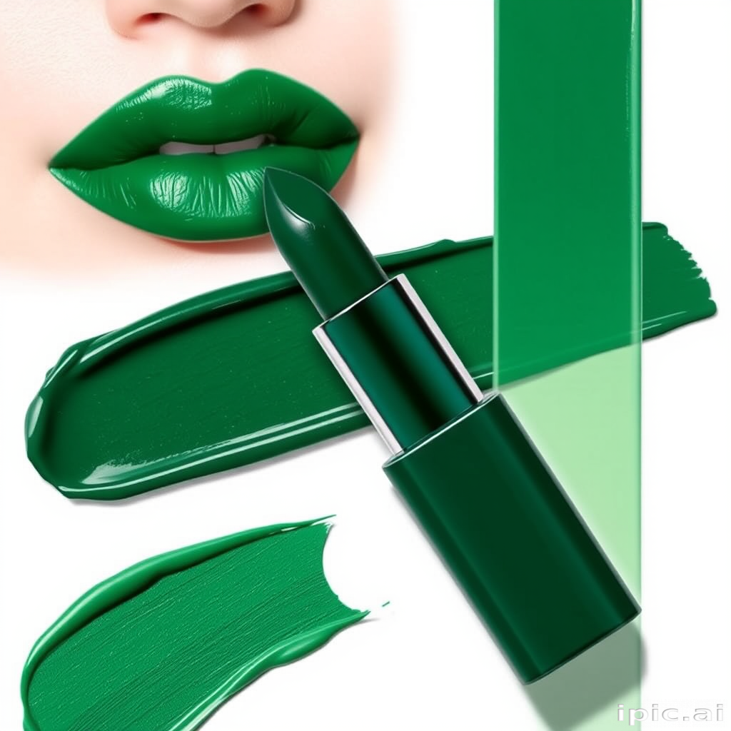Deep emerald green "Forest Whisper" liquid lipstick with a satin finish, boasting transfer-proof qualities and enriched with nourishing botanical extracts