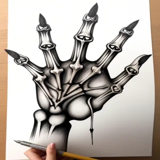skeleton hand drawing