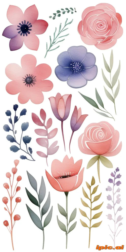 clipart watercolor flowers