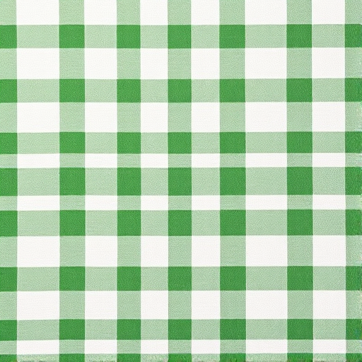 Create a seamless pattern of a green and white checked fabric with a high-resolution texture, captured with a DSLR camera at f/8 aperture, ISO 100, 50mm lens, top-down view, natural lighting.