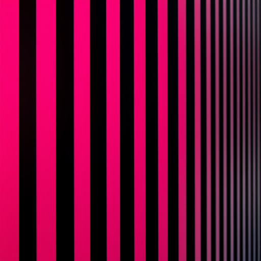 Create an image of vertical stripes with alternating colors of deep pink and black, using a DSLR camera, aperture f/8, ISO 200, 35mm focal length, in landscape orientation, with a soft focus to enhance depth and texture.
