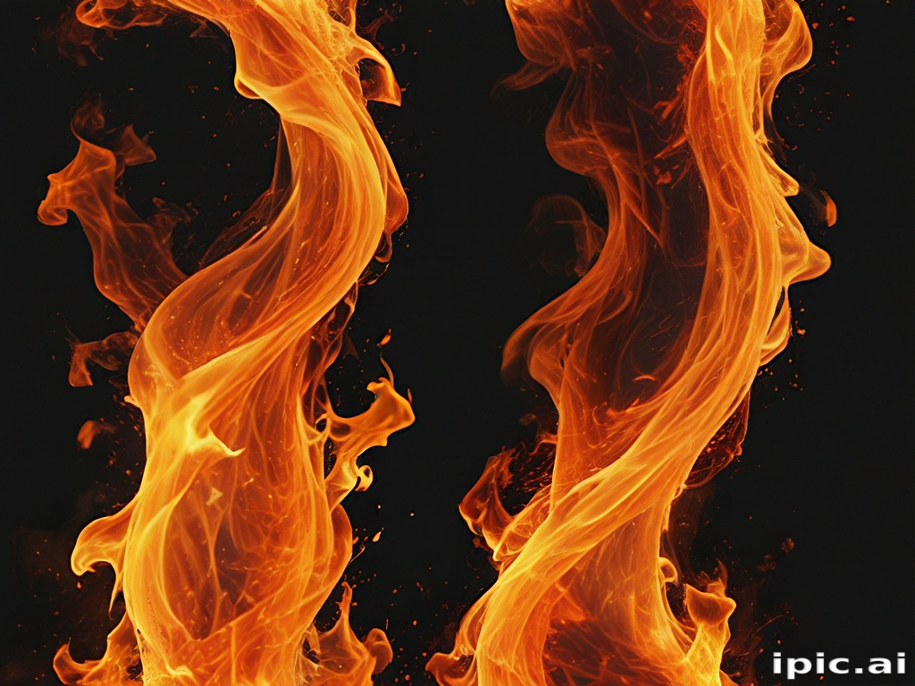 Dynamic Flames Dancing Gracefully Against a Dark Background in Vibrant ...