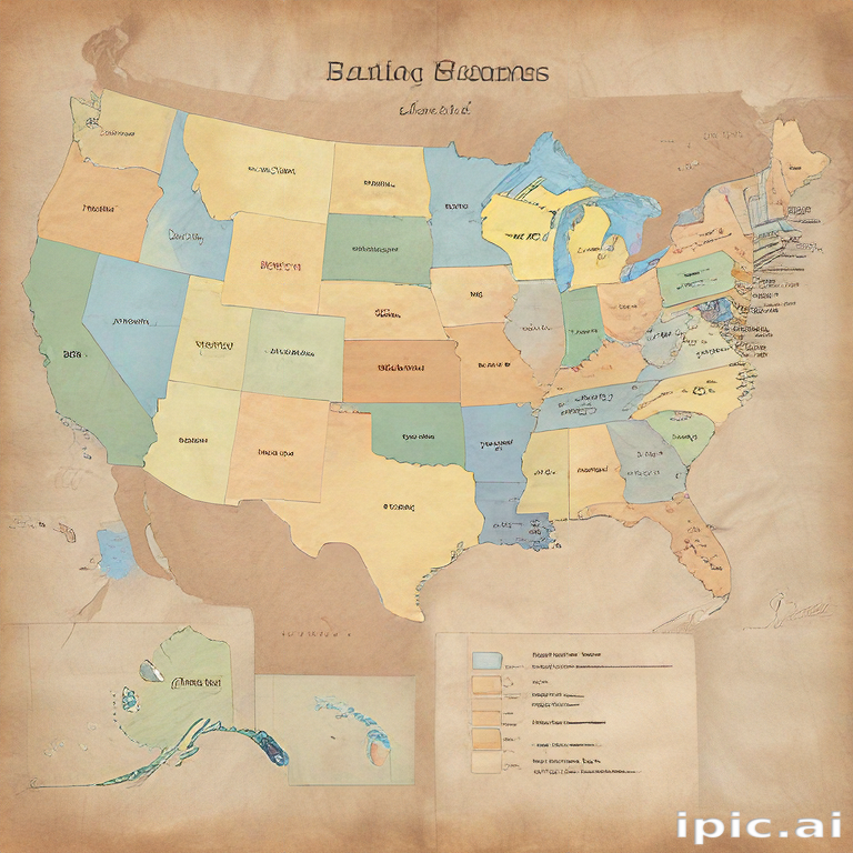 Map of the United States Highlighting Various Regional Banjos and Genres