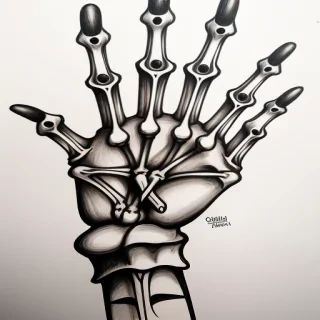 skeleton hand drawing