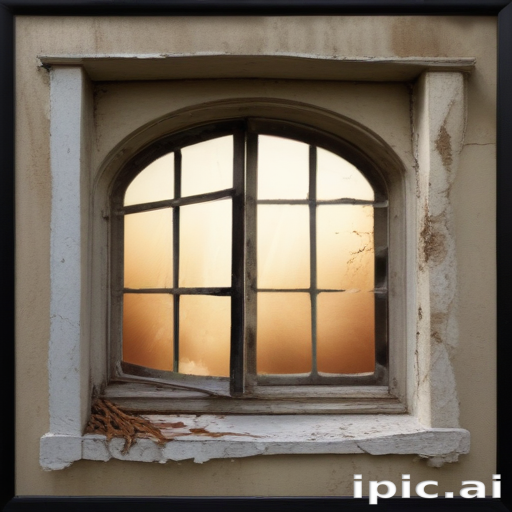 Weathered Window Feature An Old, Weathered Window Framed by Time and Nature's Touch