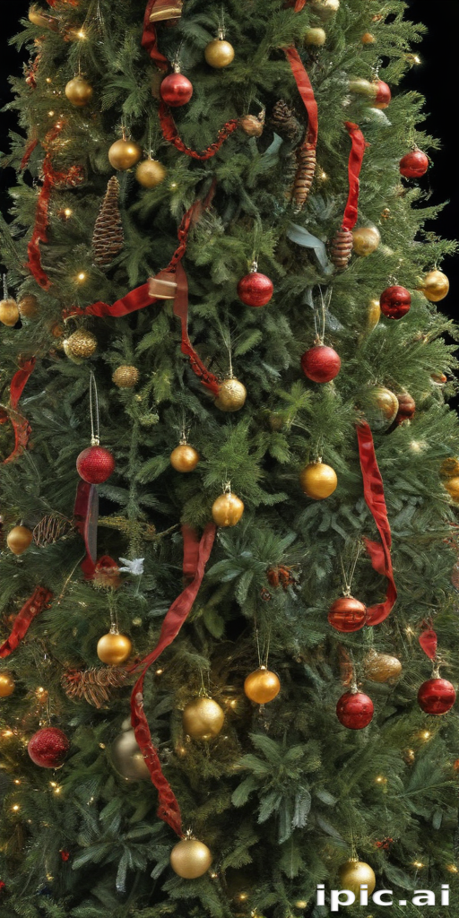 Beautifully Decorated Christmas Tree Adorned with Red and Gold Ornaments