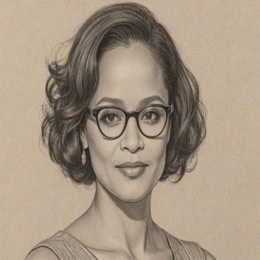 Pleasing Judy Reyes, pencil sketch, portrait of Radiant woman 1929s in glasses, hair style beatnik, outline, clear lines, fine lines, 8k