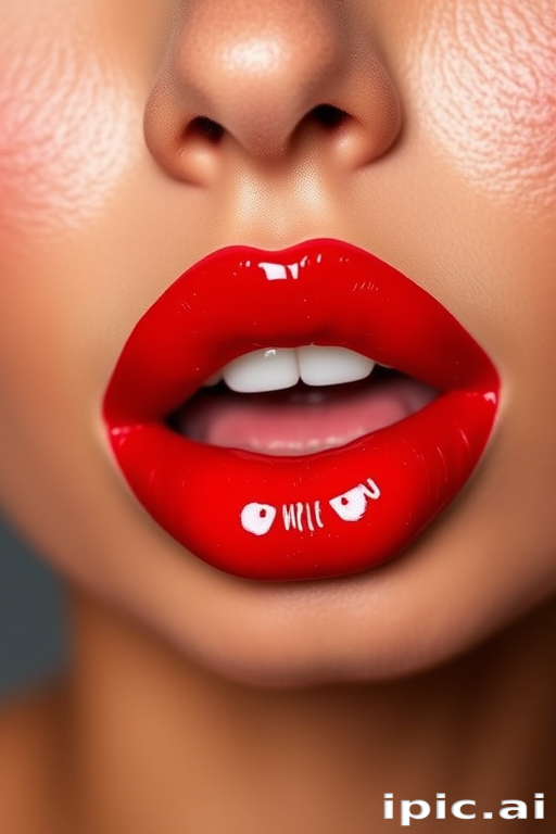 Fiery red "Flamenco Flame" liquid lip paint with a vinyl finish, delivering intense color payoff and a high-impact glossy look for special occasions