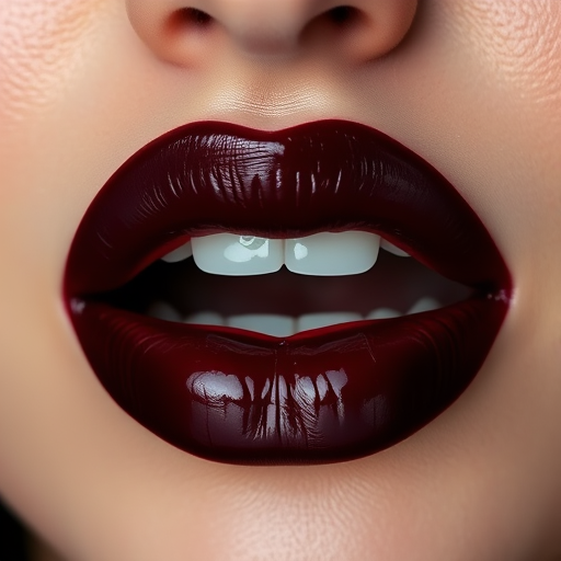 Edgy black cherry lips with a glossy finish, adding drama and intensity to any look, perfect for bold and daring expressions