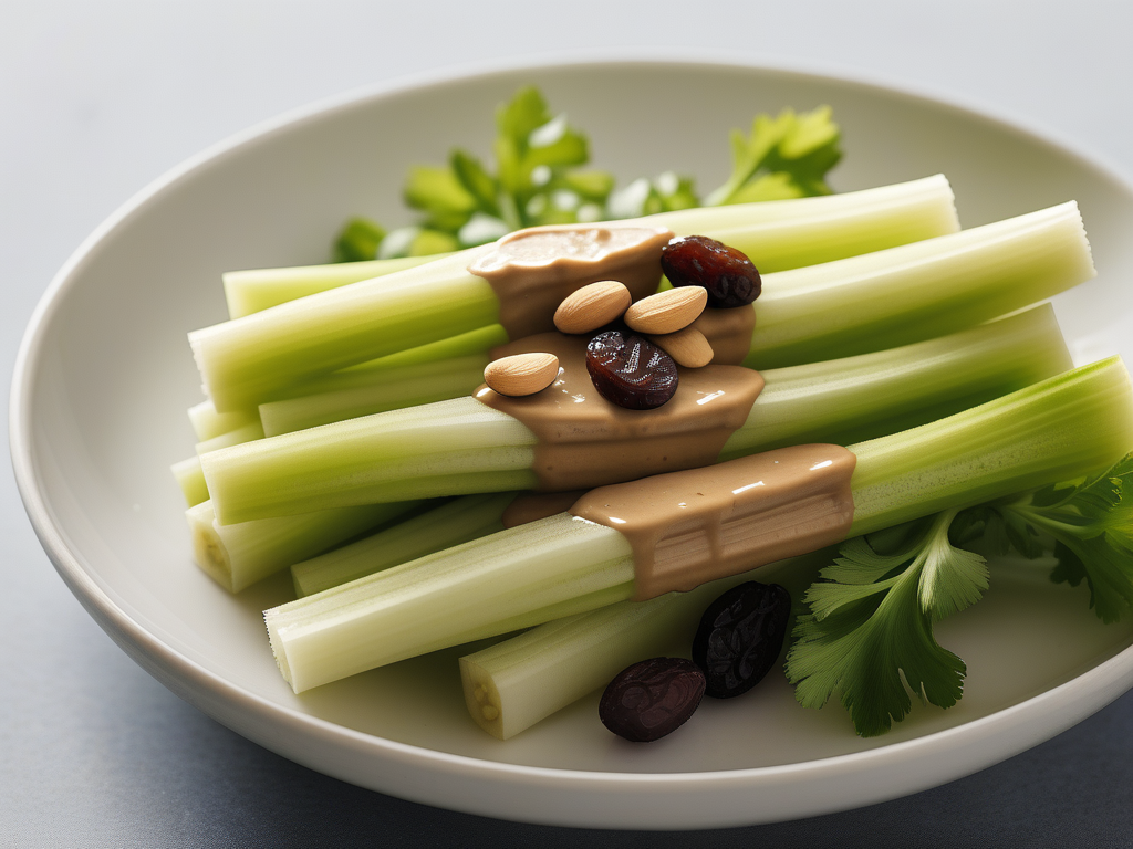 celery with peanut butter and raisins