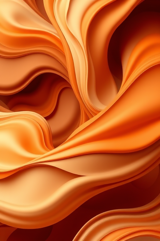 Create a vibrant abstract image featuring flowing lines and curves in warm tones of brown, orange, and cream, focusing on smooth transitions and intricate patterns, shot with a DSLR camera at f/8 aperture, ISO 200, 50mm lens, in natural light for enhanced color saturation and clarity.