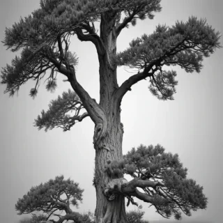 pine tree clipart black and white