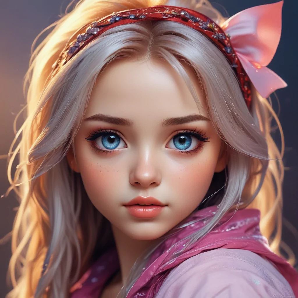 Enchanting Portrait of a Young Girl with Shimmering Blue Eyes and ...