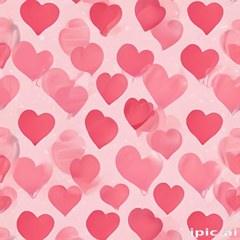 Colorful Pattern of Soft Pink Hearts on a Light Pink Background