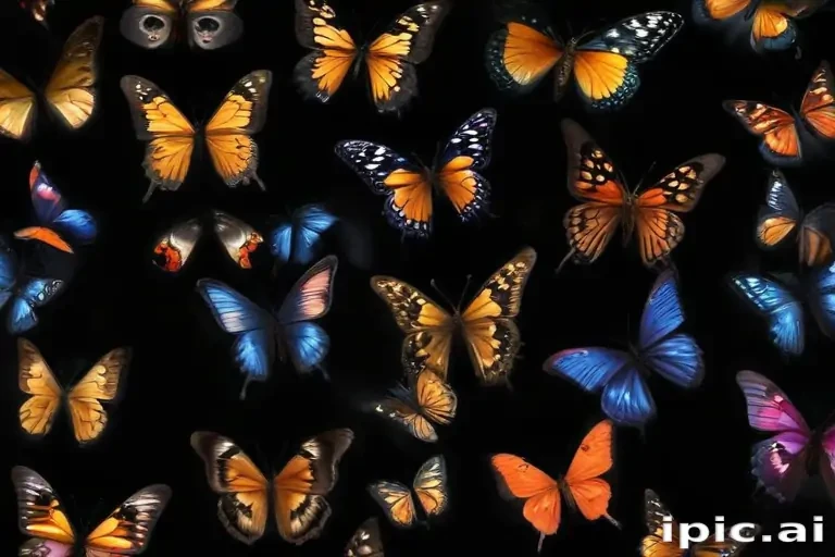 butterflies in black background