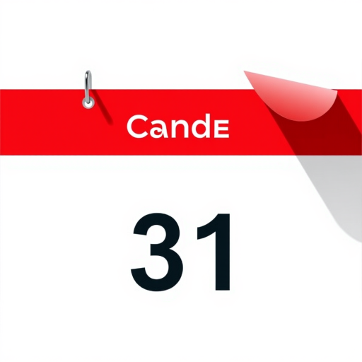 Create a high-resolution digital illustration of a minimalist calendar page showing the date "31" in a modern sans-serif font, with a red header and a folded corner, shot with a Canon EOS R5 at f/8, ISO 100, 50mm lens, in natural light for a clean and bright look.