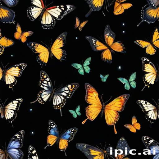 butterflies in black background