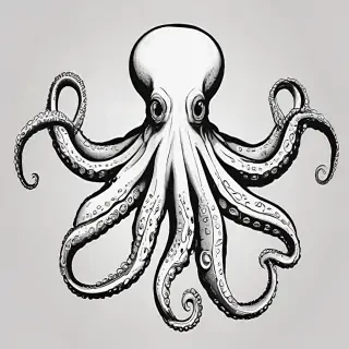 octopus clipart black and white