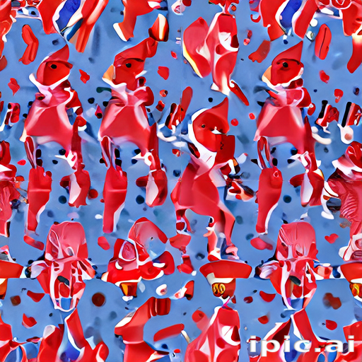 A Vibrant Abstract Composition Featuring Red Figures Against a Blue ...