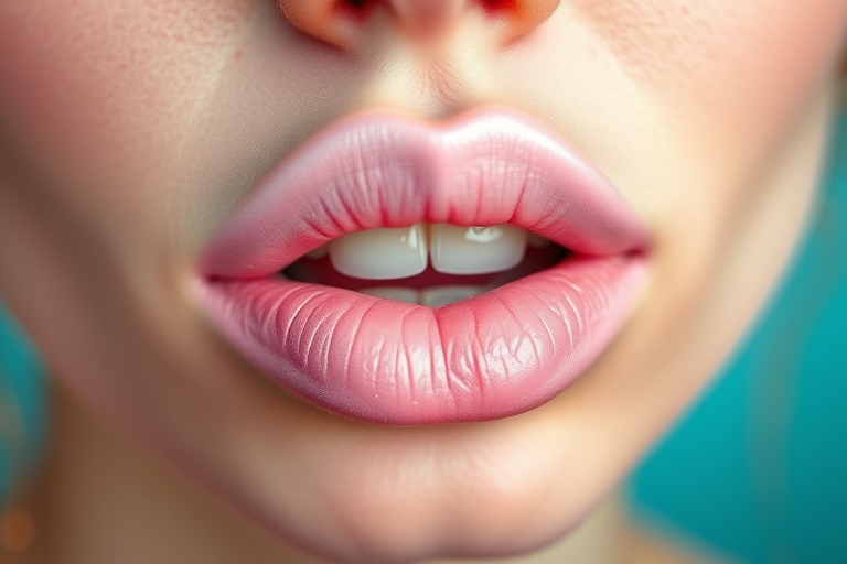 Whimsical "Cotton Candy" lips painted in a soft, pastel pink with a frosted finish, evoking the sweetness of carnival treats