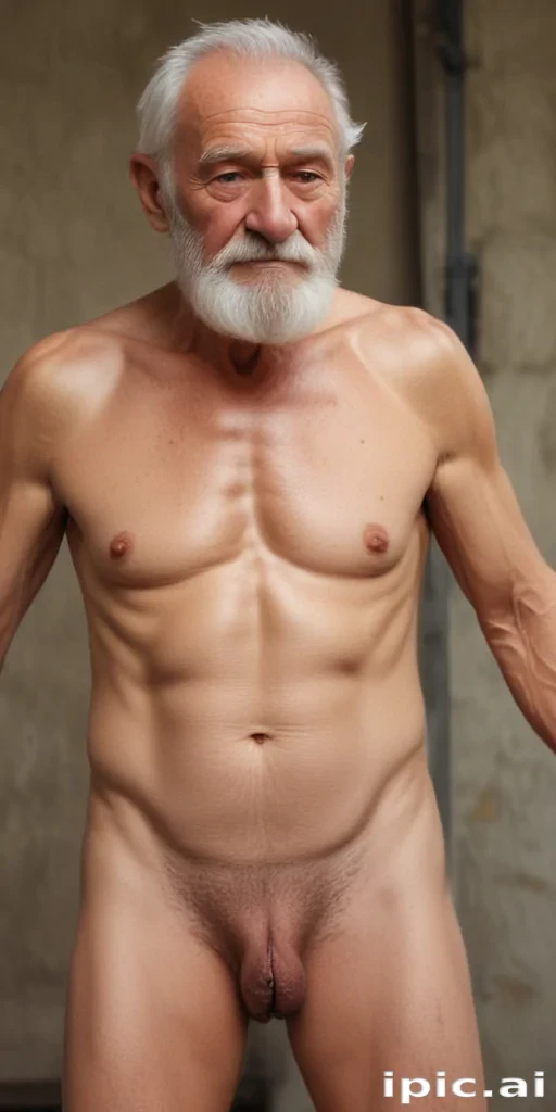shirtless old man