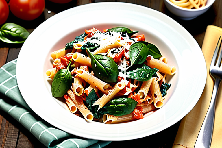 creamy tomato and spinach pasta