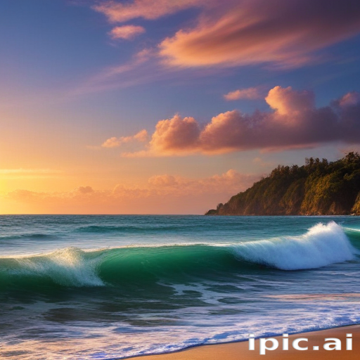 Serene Sunset Over Calm Ocean Waves with Colorful Sky Reflections