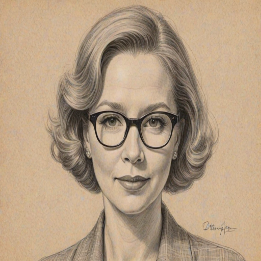 Appealing Debra Jo Rupp, pencil sketch, portrait of Superb woman 1933s in glasses, hair style beatnik, outline, clear lines, fine lines, 8k