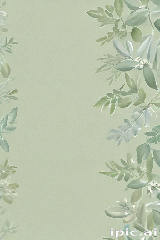 Delicate Green Floral Design with Soft Leaves on a Serene Background