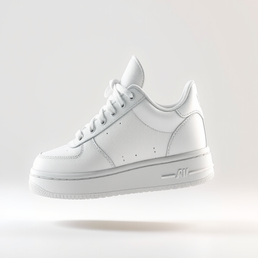 Create a highly detailed digital illustration of a white sneaker from a side view on a clean background, using a Canon EOS R5 with a 50mm lens, aperture set to f/2.8, ISO 100, and a soft natural light for enhanced texture and clarity.