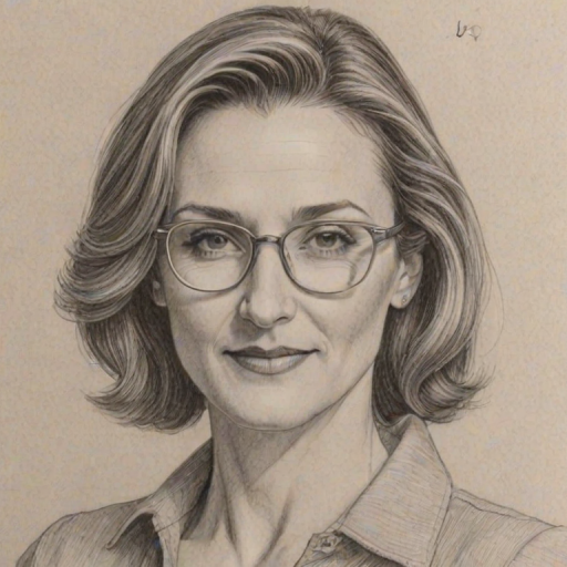 Lovely Brenda Strong, pencil sketch, portrait of Enchanting woman 1979s in glasses, hair style beatnik, outline, clear lines, fine lines, 8k