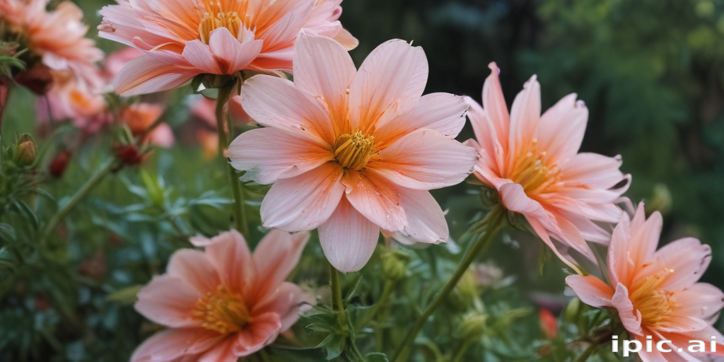 Delicate Pink Flowers Blooming Amidst Lush Green Foliage in Springtime