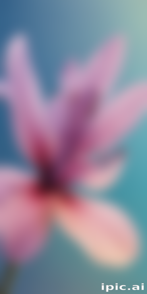 Delicate Pink Flower Against a Soft Blue and Green Background